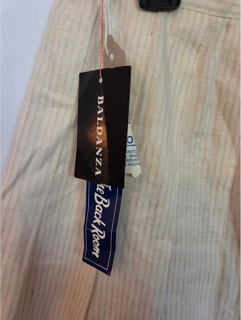 Vintage Y2K Baldanza Skirt Womens 14 Linen Cotton Pleated Ivory Stripe NWT - Picture 2 of 8